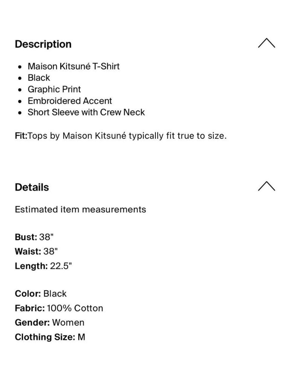 Maison Kitsune Authentic Black Fox Head Short Sleeve Crew Neck T Shirt Medium - Picture 5 of 12